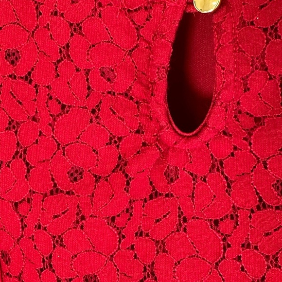 Copper Key Red Lace Dressy Holiday 3/4 length sleeves Peplum Blouse Sz L Girls - Picture 6 of 7